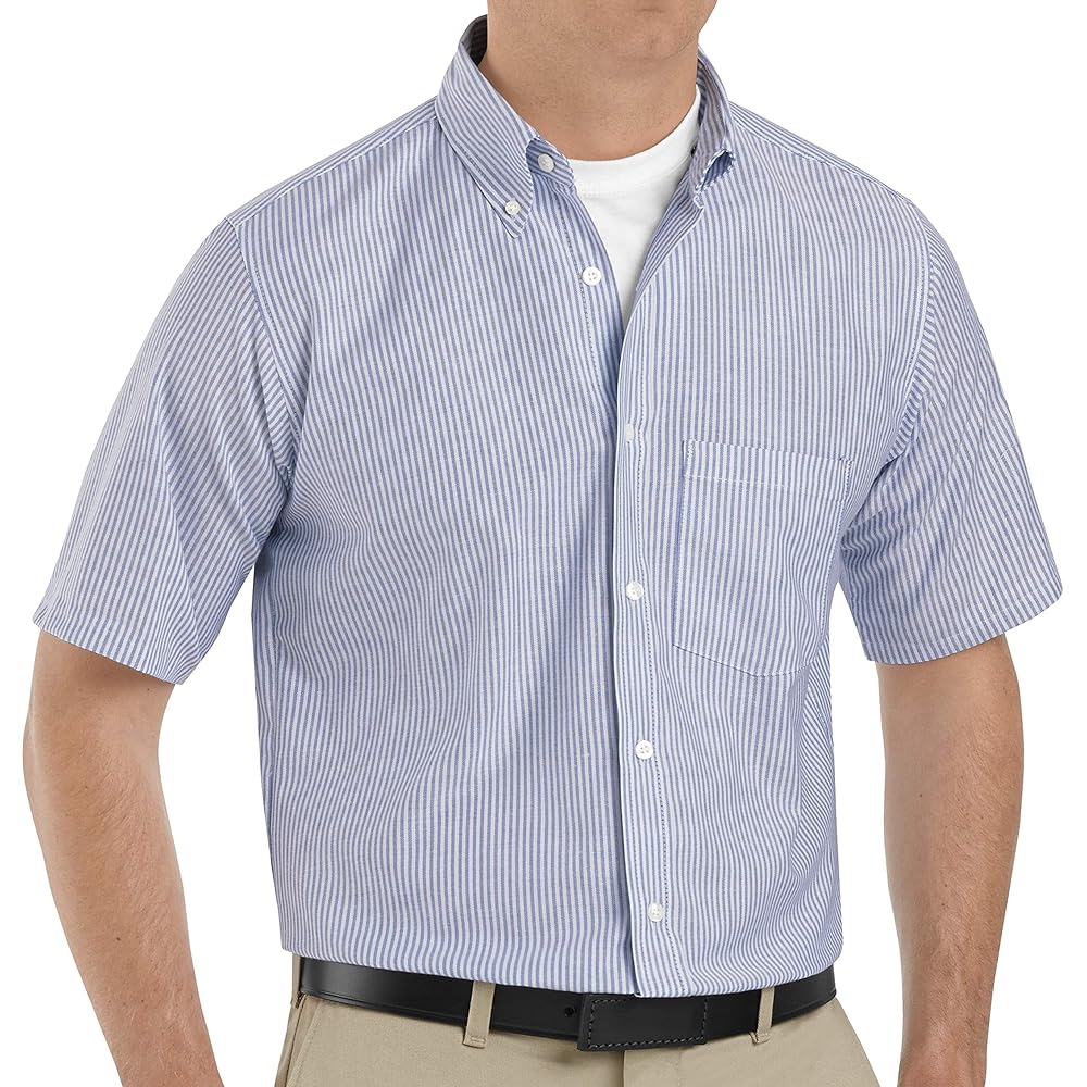 トップス Square Oxford Short Sleeve Shirt XL Mens Oxford Short Sleeve Square Collar Soild Plaid Striped
